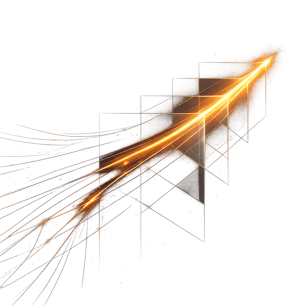 Abstract illuminated pathways representing connected marketing strategy, structure and direction.