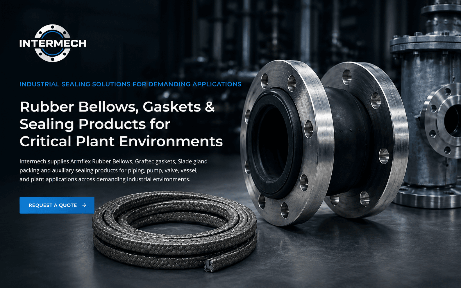 Intermech industrial sealing products website project graphic