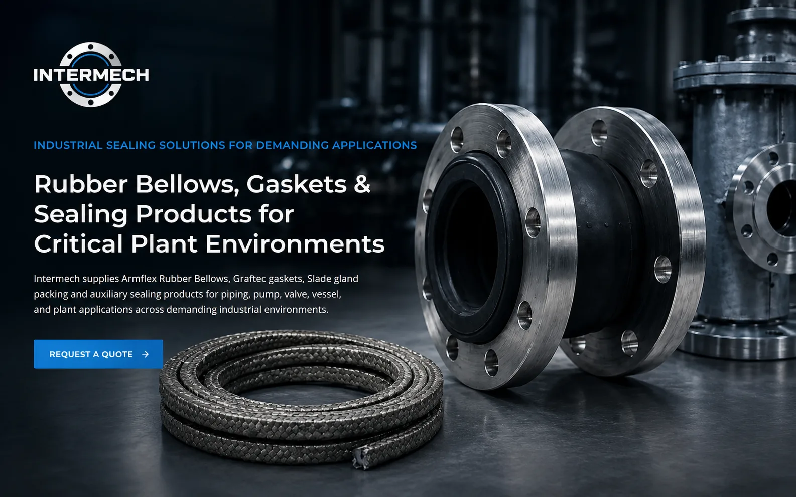 Intermech industrial sealing products website project graphic
